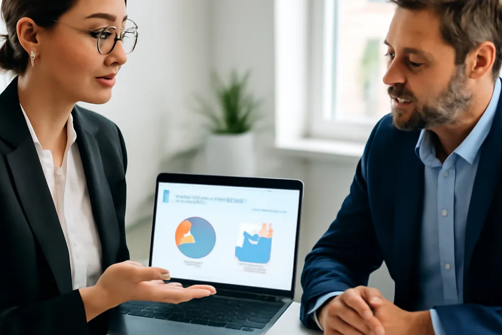 Consultant en labellisation RSE présentant les étapes de la certification B Corp à une équipe dirigeante de PME