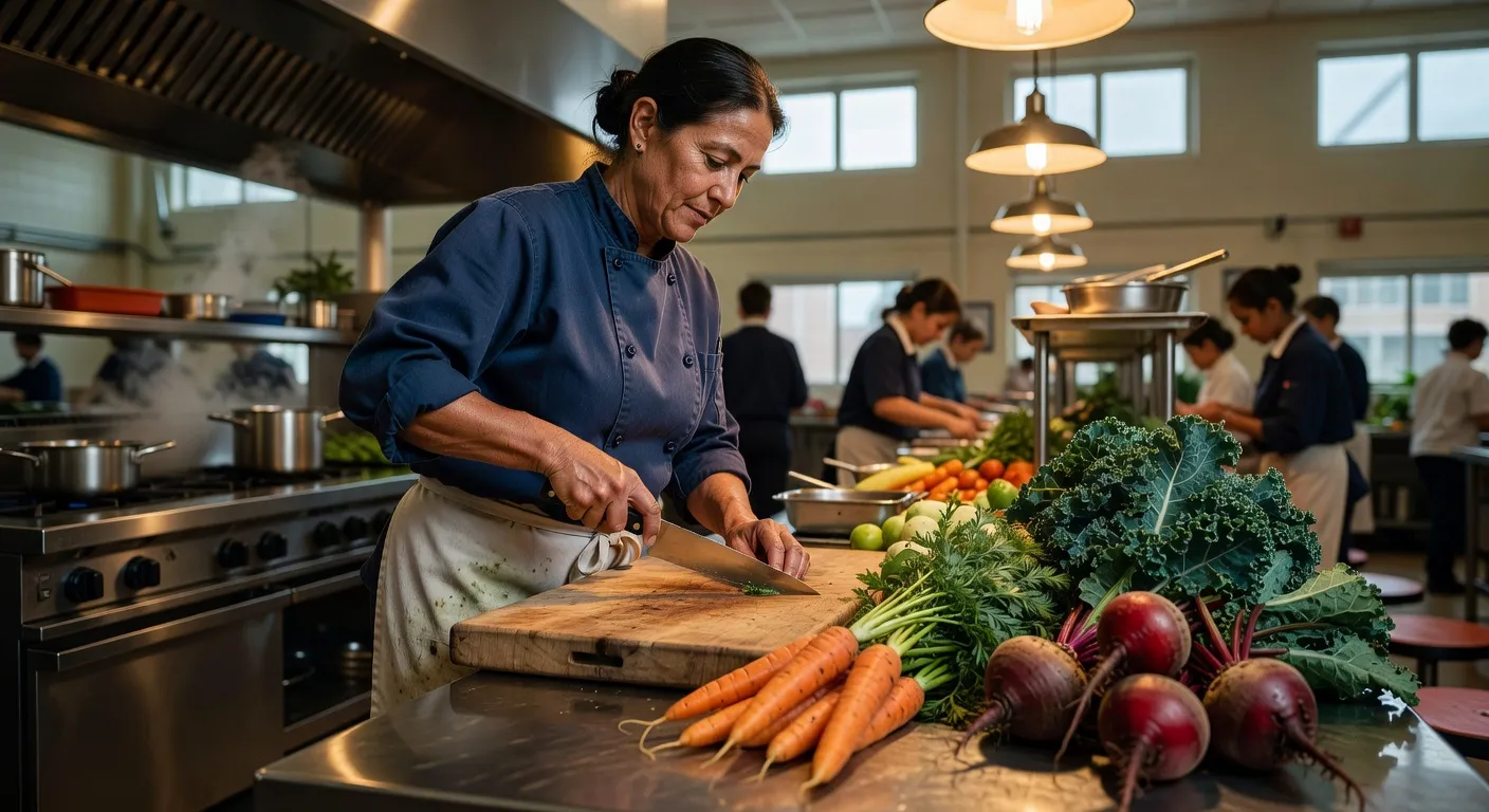 Cuisine de cantine engagee dans une demarche durable