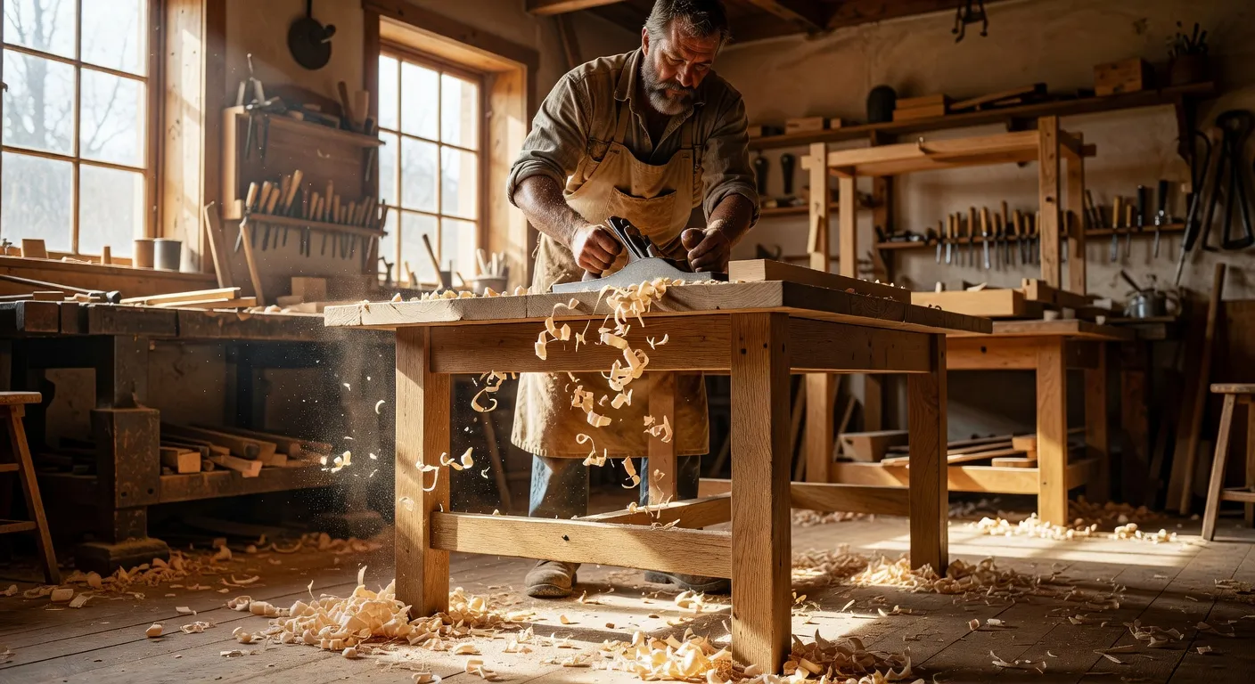 Artisan reparant un objet traditionnel